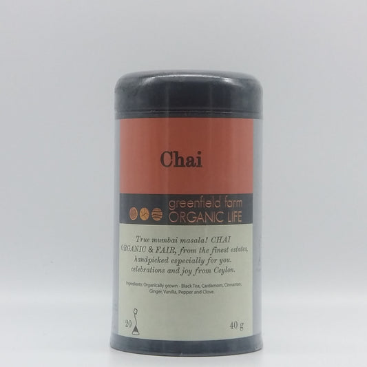 Chai -20 Non-Woven Pyramid Tea Bags - Tin with Alufoil Pouch